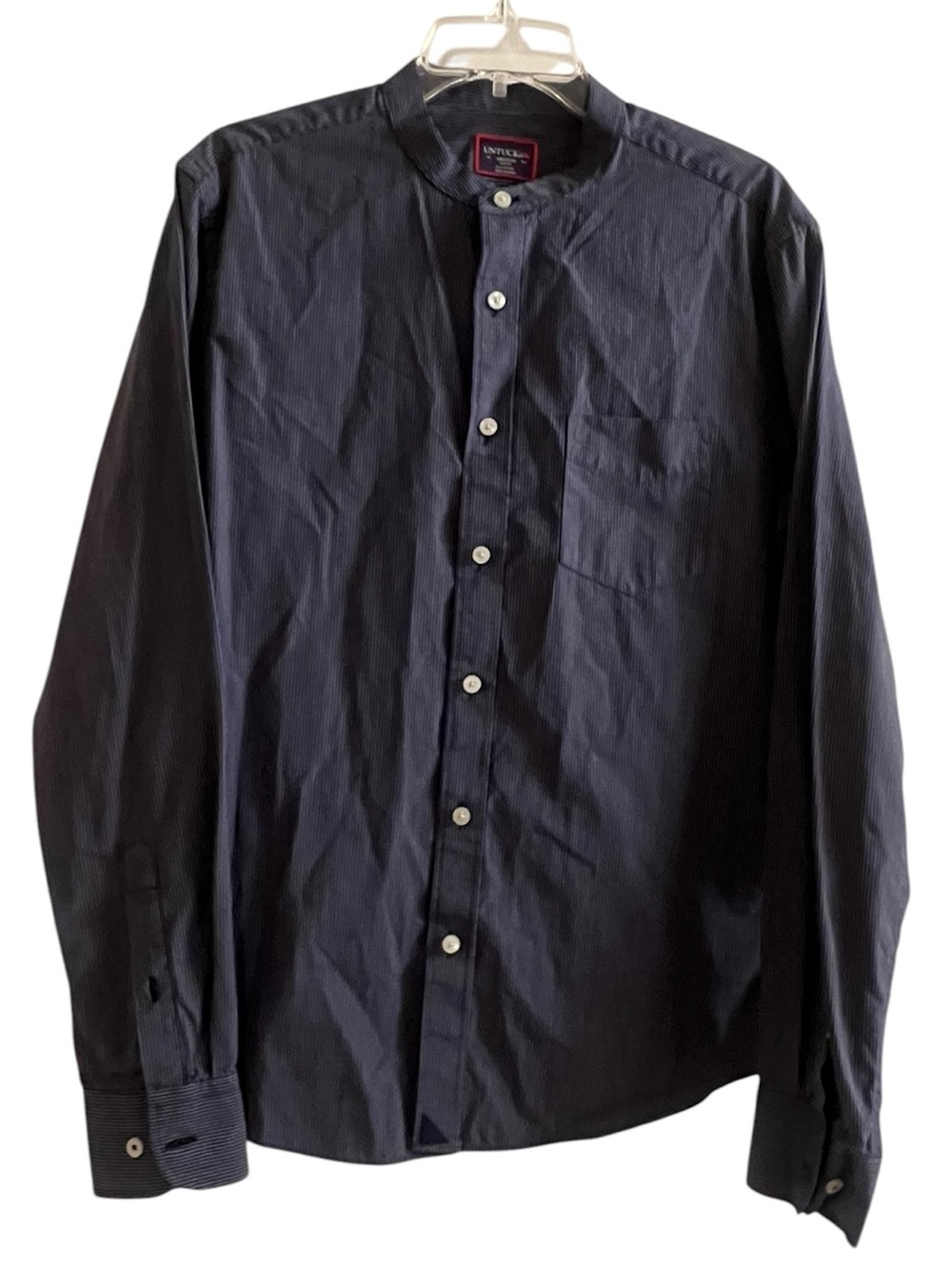 UNTUCKit Slim Fit Band Collar Pinstripe Shirt Medium